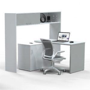 Pivot Desk with overhead standing shelf in <strong>Folkstone Grey</strong> or <strong>Coimbra/Dakota Oak</strong>